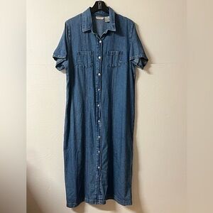 Vintage Expressions Blue Denim Woman’s Dress Size 1X Western Y2K 90’s Boho Maxi